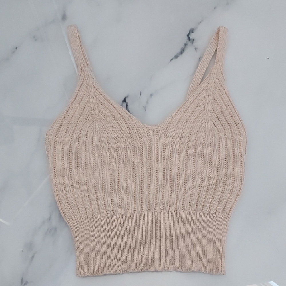BECCA Tan Ribbed Fitted Camisole